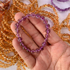 Glamorous 8 mm Ametrine Bead Bracelet - Ametrine Jewelry - Timeless Purple Crystal Jewelry for Women, Protection Bracelet,Energy Bracelet