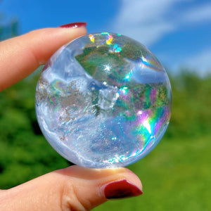 50mm Natural Clear Quartz Rainbow Sphere,Quality Goods Sphere,Crystal Carving,Divination ball,Crystal healing,Home Decoration