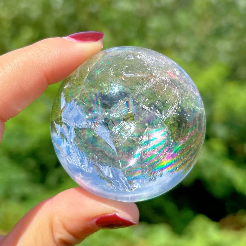 50mm Natural Clear Quartz Rainbow Sphere,Quality Goods Sphere,Crystal Carving,Divination ball,Crystal healing,Home Decoration
