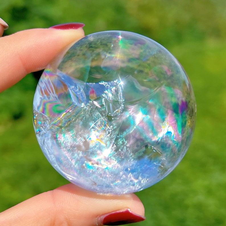 50mm Natural Clear Quartz Rainbow Sphere,Quality Goods Sphere,Crystal Carving,Divination ball,Crystal healing,Home Decoration
