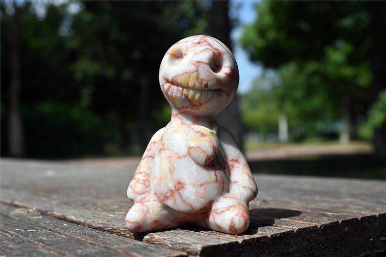 2.1'' Natural Carved Red network Ghost Doll，Crystal demon，crystal decor，Crystal collect，Quartz Crystal，Halloween gift，Crystal Healing