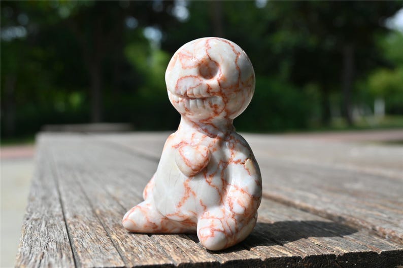 2.1'' Natural Carved Red network Ghost Doll，Crystal demon，crystal decor，Crystal collect，Quartz Crystal，Halloween gift，Crystal Healing