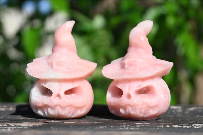 2.3'' Natural Pink Opal Pumpkin ,Crystal Pumpkin,Halloween demon pumpkin,pumpkin lamp，Crystal Healing,Home Decor,Crystal Gifts