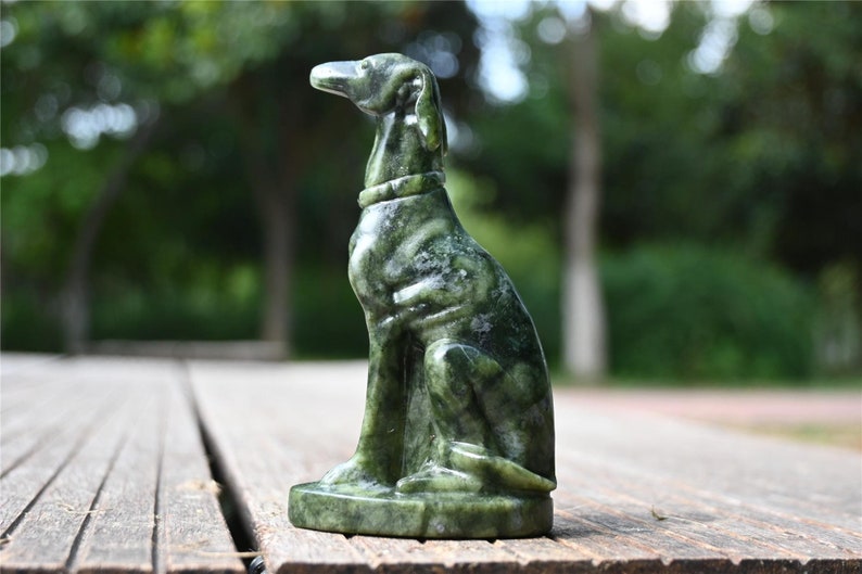 4.3'' Natural Green jade Greyhound decor，Crystal dog carved，Crystal decor，Quartz Crystal，Halloween gift，Crystal Healing 1PC