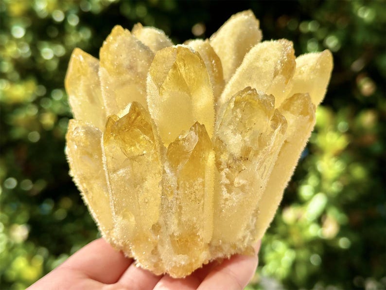 Yellow Crystal Quartz Cluster,Cluster Crystal,Quartz Point VUG,Home Decor,Energy Crystal,Reiki healing,Carved Cluster,Crystal gift 1PC