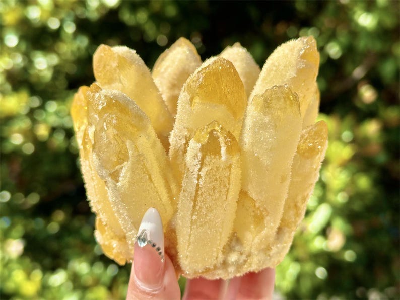 Yellow Crystal Quartz Cluster,Cluster Crystal,Quartz Point VUG,Home Decor,Energy Crystal,Reiki healing,Carved Cluster,Crystal gift 1PC