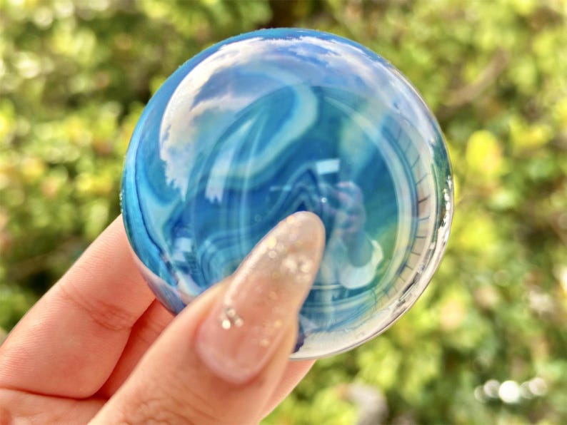 1PC 50mm+ Blue Agate Sphere,Quartz Crystal,Crystal Ball Carving,Reiki Healing Crystal,Home Decor,Energy Crystal,Crystal gifts 1PC