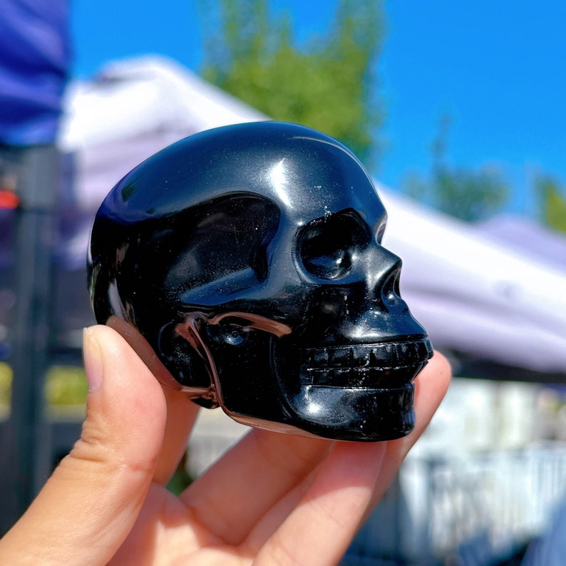 3“ Natural Obsidian Skull,Crystal Skull,Home Decoration,Crystal Carving,Reiki Healing,Crystal ergy,Mineral Specimen,Crystal Gift