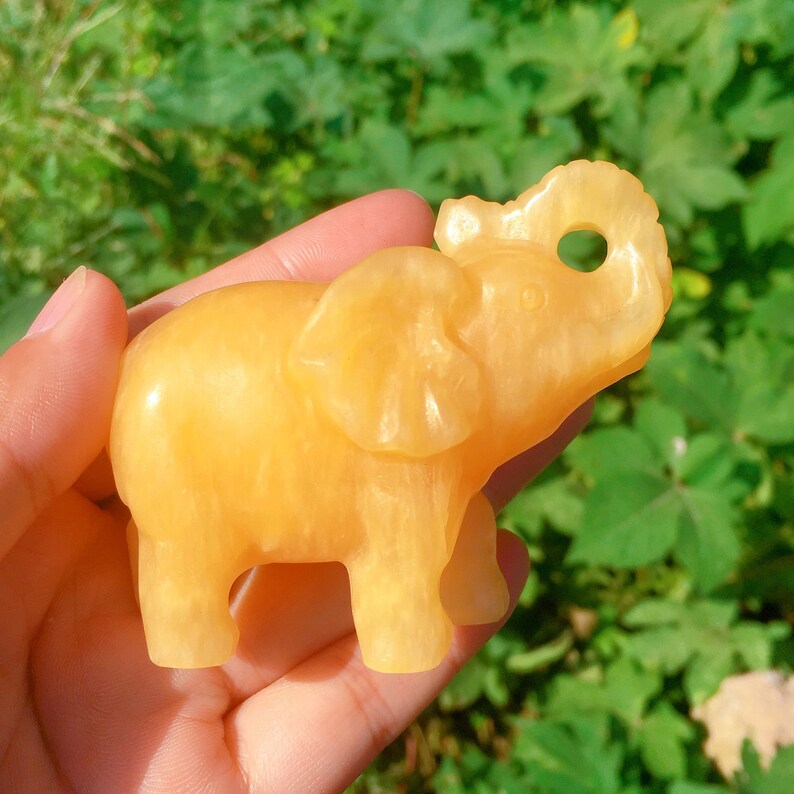 Natural Yellow Calcite Elephant,Quartz Crystal Elephant,Crystal Sculpture,Collection,Crystal Gift,Crystal Carved,Mineral Specimen