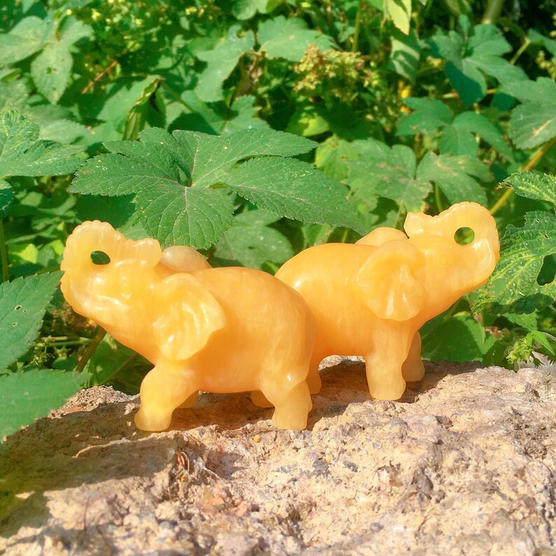Natural Yellow Calcite Elephant,Quartz Crystal Elephant,Crystal Sculpture,Collection,Crystal Gift,Crystal Carved,Mineral Specimen