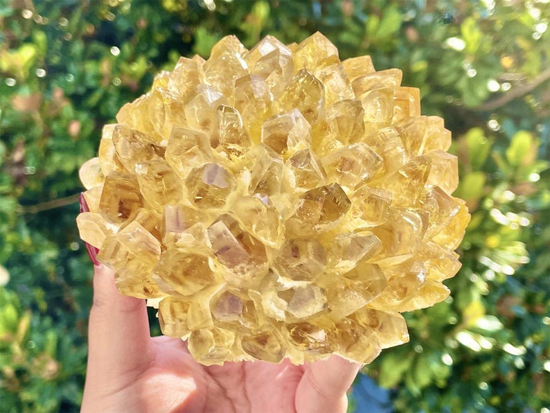 800G+Natural Citrine Quartz Cluster，Home decor，Crystal ornament，Crystal gift，Carved cluster，Crystal vug，Reiki healing 1PC