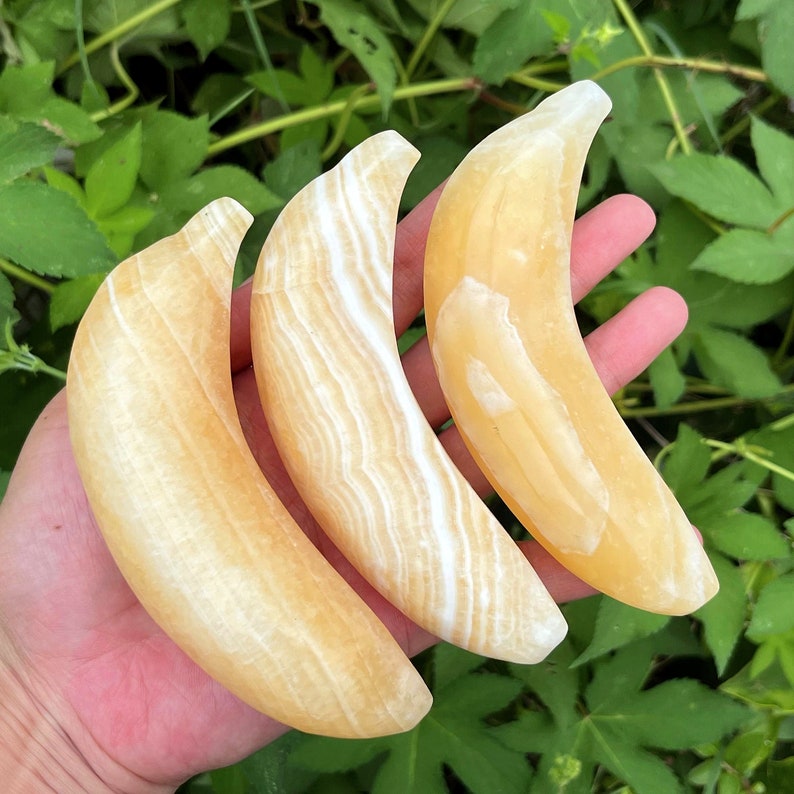 4.5‘’ Natural Yellow Calcite Banana, Quartz Crystal Banana, Crystal Fruits, Crystal Energy, Home Decoration, Reiki Healing, Crystal Gifts