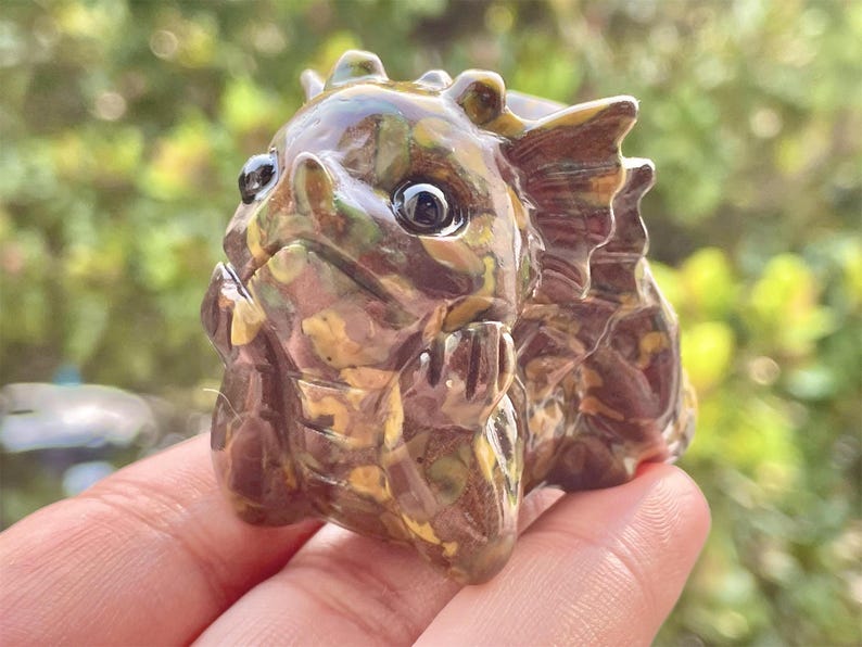 2.2" Natural Crystal quartz Hand Carved Dragon,Rose Quartz Dragon Carving,Energy crystal,Reiki healing,Home Decor, Halloween gift 1PC