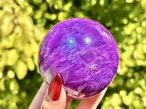 Purple Moon Stone Hand Carved Sphere,Quartz Crystal,Purple Moon Stone Ball,Home Decor,Energy Crystal ball,Crystal Gift+Free Base 1PC