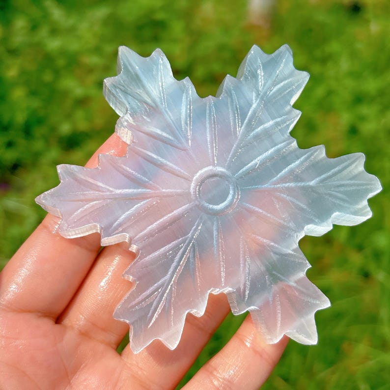 3.7“ Natural Selenite Snowflake,Quartz Crystal Snowflake,Reiki Healing,Home Decoration,Christmas Gift,Crystal Gift,Mineral Specimen