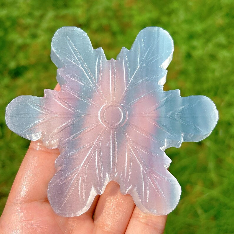 3.7“ Natural Selenite Snowflake,Quartz Crystal Snowflake,Reiki Healing,Home Decoration,Christmas Gift,Crystal Gift,Mineral Specimen