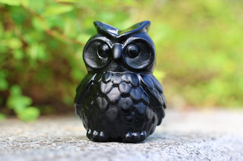 2.1" Natural Obsidian Owl,Quartz Crystal Carved ,Crystal Heal Reiki,Home decoration,Crystal Sculpture,Mineral,Crystal Gifts