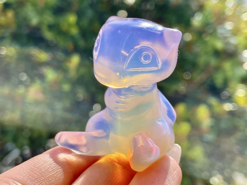 2" Pink Opalite Hand Carved Mew,Crystal quartz Elf,Mew Carving,Energy crystal,Reiki healing,Home Decor,Crystal gifts 1PC