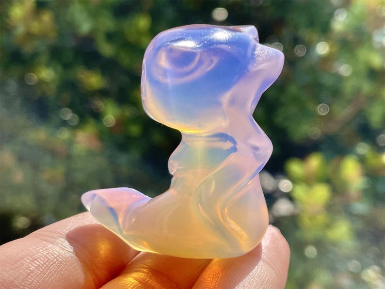 2" Pink Opalite Hand Carved Mew,Crystal quartz Elf,Mew Carving,Energy crystal,Reiki healing,Home Decor,Crystal gifts 1PC