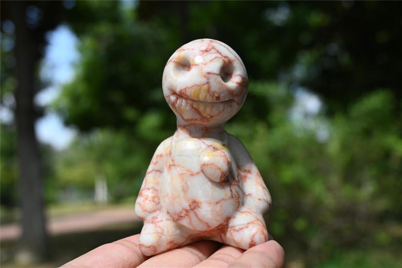 2.1'' Natural Carved Red network Ghost Doll，Crystal demon，crystal decor，Crystal collect，Quartz Crystal，Halloween gift，Crystal Healing