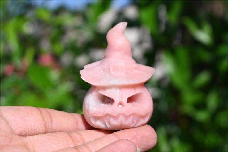 2.3'' Natural Pink Opal Pumpkin ,Crystal Pumpkin,Halloween demon pumpkin,pumpkin lamp，Crystal Healing,Home Decor,Crystal Gifts