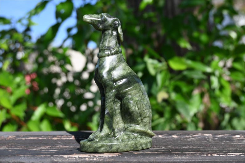 4.3'' Natural Green jade Greyhound decor，Crystal dog carved，Crystal decor，Quartz Crystal，Halloween gift，Crystal Healing 1PC