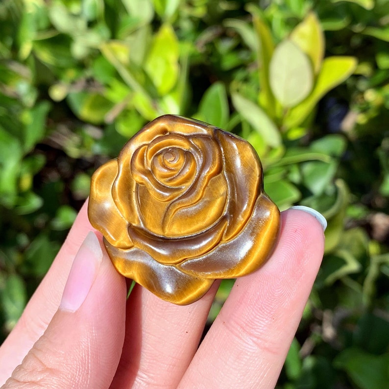 1.4" Natural Tiger's Eye Rose,Quartz Crystal Flower ,Quartz Rose Carving,Home Decor,Crystal Gifts,Energy Crystals,Crystal Heal 1PC