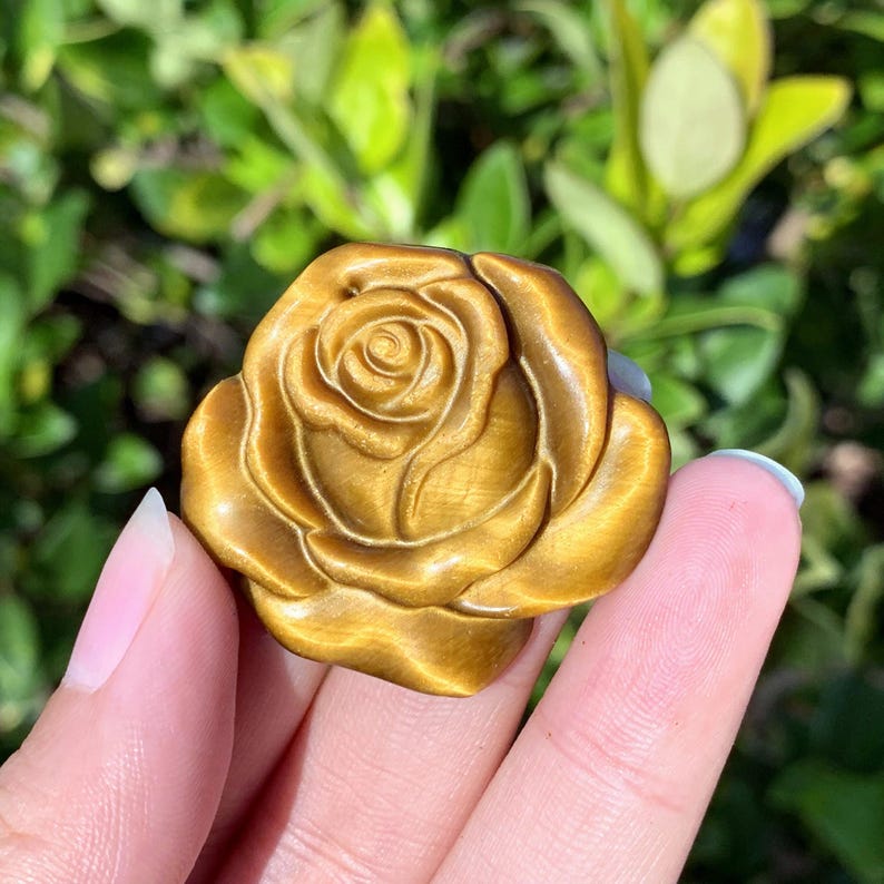 1.4" Natural Tiger's Eye Rose,Quartz Crystal Flower ,Quartz Rose Carving,Home Decor,Crystal Gifts,Energy Crystals,Crystal Heal 1PC