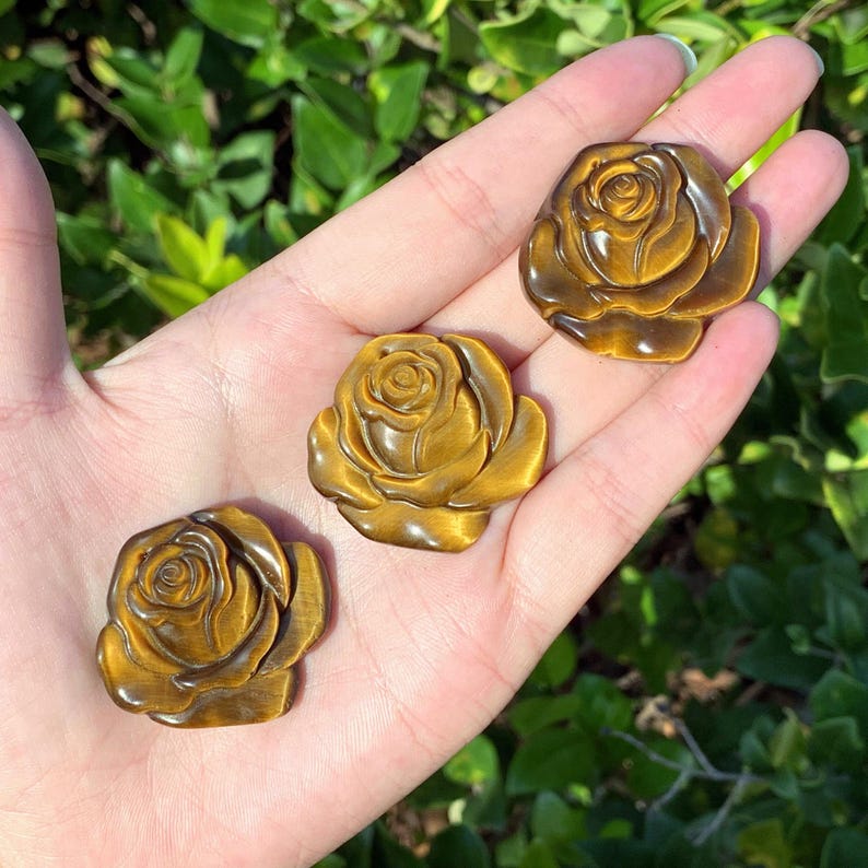 1.4" Natural Tiger's Eye Rose,Quartz Crystal Flower ,Quartz Rose Carving,Home Decor,Crystal Gifts,Energy Crystals,Crystal Heal 1PC