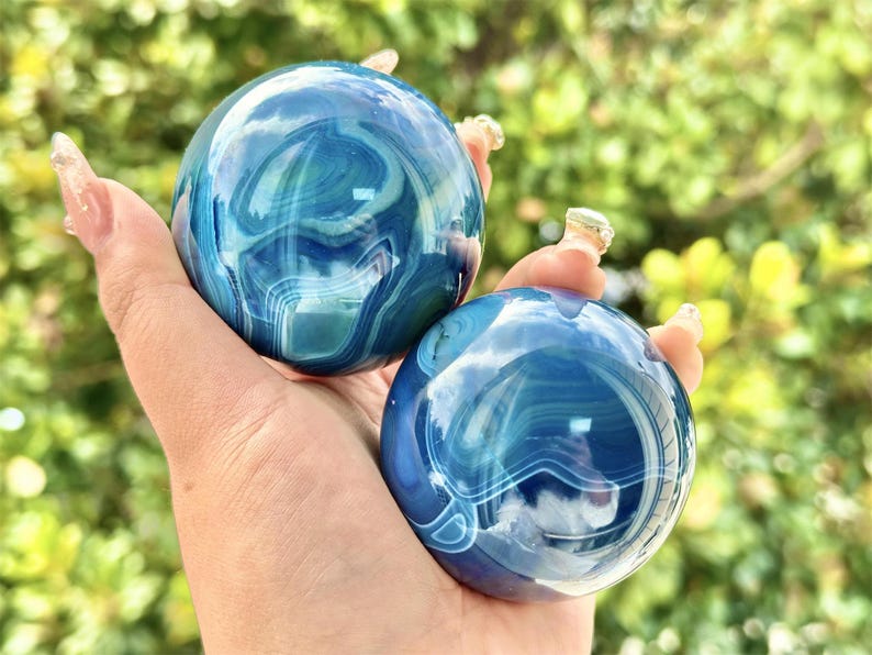 1PC 50mm+ Blue Agate Sphere,Quartz Crystal,Crystal Ball Carving,Reiki Healing Crystal,Home Decor,Energy Crystal,Crystal gifts 1PC