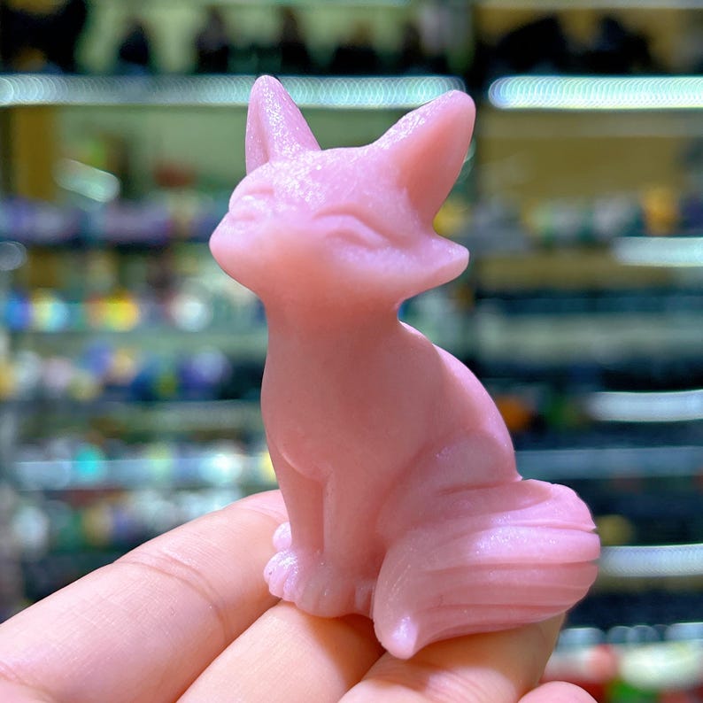 3.3"Natural Pink Opal Fox,Quartz Crystal Fox,Crystal Gifts,Christmas Gift,Home Decoration,Mineral Specimen,Reiki Healing,Crystal Energy