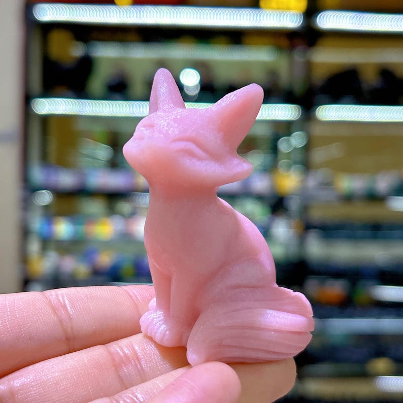 3.3"Natural Pink Opal Fox,Quartz Crystal Fox,Crystal Gifts,Christmas Gift,Home Decoration,Mineral Specimen,Reiki Healing,Crystal Energy