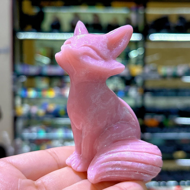 3.3"Natural Pink Opal Fox,Quartz Crystal Fox,Crystal Gifts,Christmas Gift,Home Decoration,Mineral Specimen,Reiki Healing,Crystal Energy