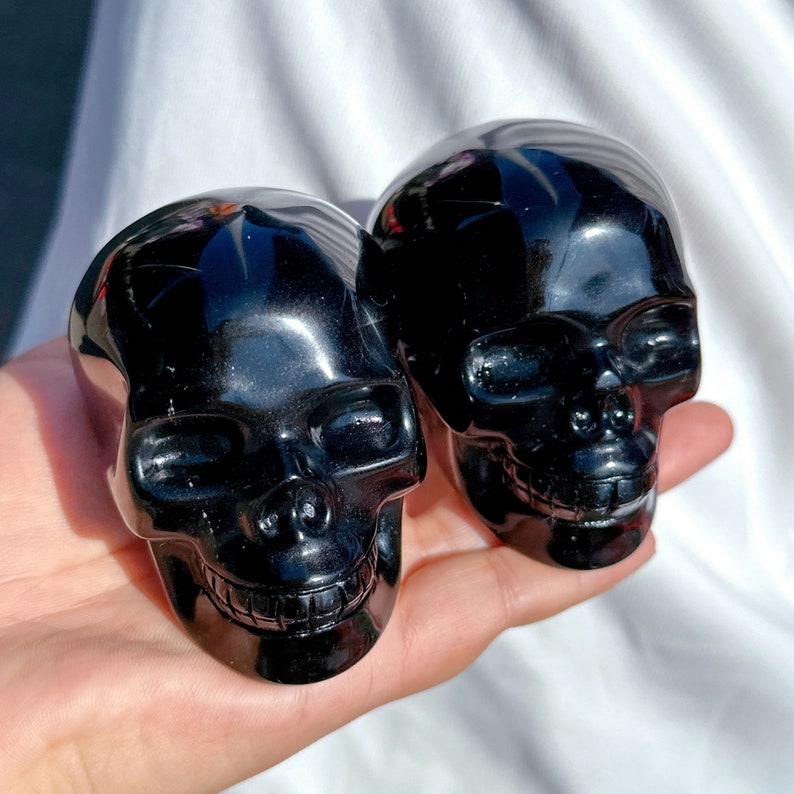 3“ Natural Obsidian Skull,Crystal Skull,Home Decoration,Crystal Carving,Reiki Healing,Crystal ergy,Mineral Specimen,Crystal Gift