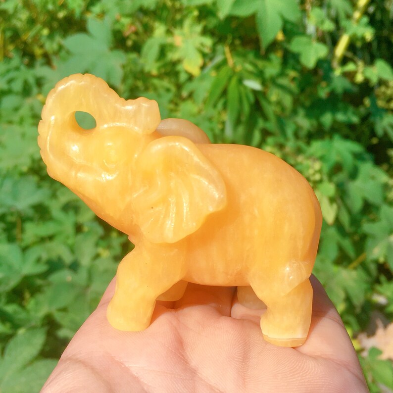 Natural Yellow Calcite Elephant,Quartz Crystal Elephant,Crystal Sculpture,Collection,Crystal Gift,Crystal Carved,Mineral Specimen