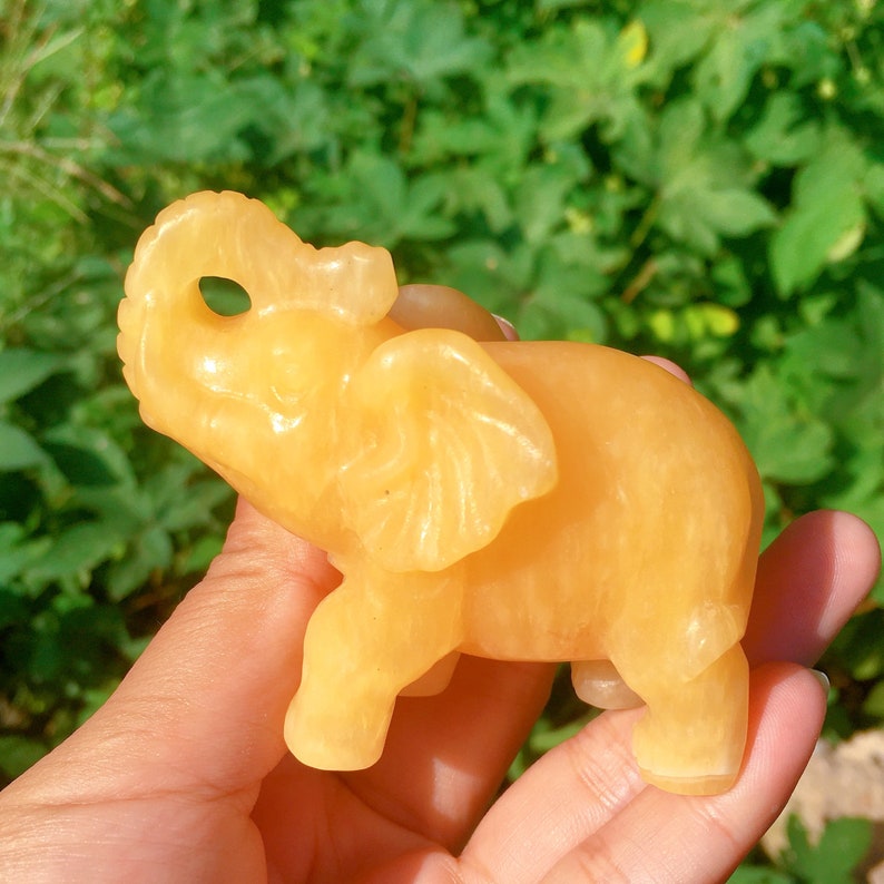 Natural Yellow Calcite Elephant,Quartz Crystal Elephant,Crystal Sculpture,Collection,Crystal Gift,Crystal Carved,Mineral Specimen