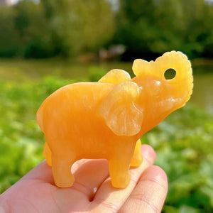 1PC Natural Yellow Calcite Elephant,Quartz Crystal Elephant,Mineral Specimen,Energy Crystal,Home Decoration,Crystal Sculpture,Crystal Gifts