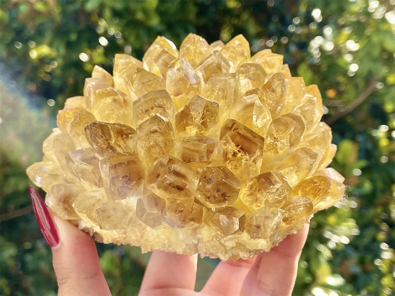 800G+Natural Citrine Quartz Cluster，Home decor，Crystal ornament，Crystal gift，Carved cluster，Crystal vug，Reiki healing 1PC