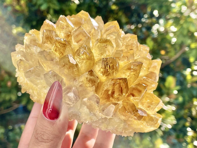 800G+Natural Citrine Quartz Cluster，Home decor，Crystal ornament，Crystal gift，Carved cluster，Crystal vug，Reiki healing 1PC