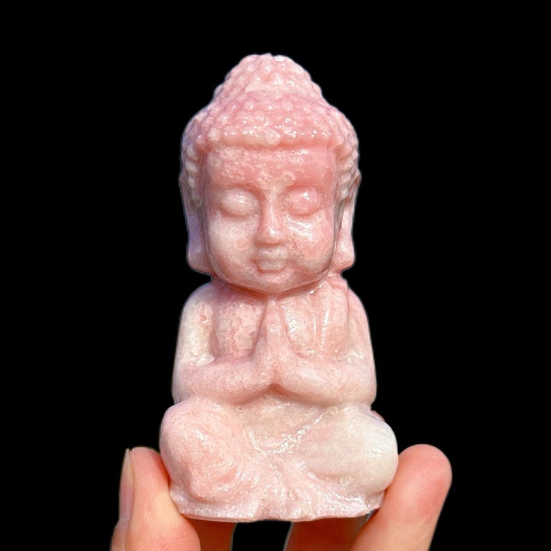 3.3" Natural Pink Opal Figure of Buddha,Quartz Crystal Buddha,Crystal Sculpture,Collection,Crystal Gift,Crystal Carved,Mineral Specimen