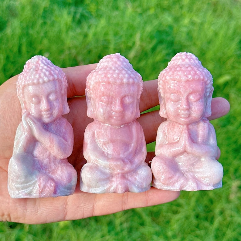 3.3" Natural Pink Opal Figure of Buddha,Quartz Crystal Buddha,Crystal Sculpture,Collection,Crystal Gift,Crystal Carved,Mineral Specimen