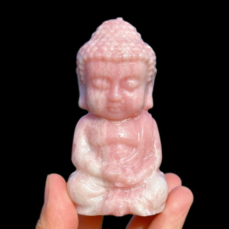 3.3" Natural Pink Opal Figure of Buddha,Quartz Crystal Buddha,Crystal Sculpture,Collection,Crystal Gift,Crystal Carved,Mineral Specimen