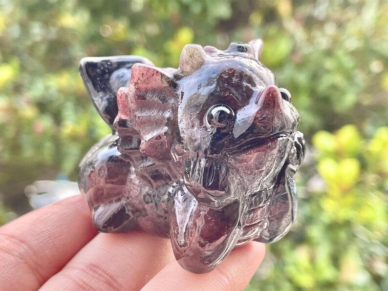 2.2" Natural Crystal quartz Hand Carved Dragon,Rose Quartz Dragon Carving,Energy crystal,Reiki healing,Home Decor, Halloween gift 1PC