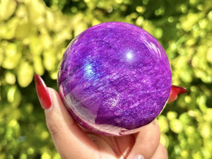 Purple Moon Stone Hand Carved Sphere,Quartz Crystal,Purple Moon Stone Ball,Home Decor,Energy Crystal ball,Crystal Gift+Free Base 1PC