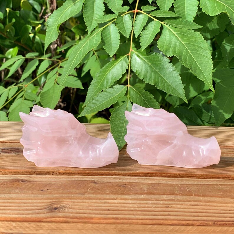 3“ Natural Rose Quartz Dragon Skull,Crystal Skull,Crystal Dragon,Dragon Sculpture,Crystal Heal,Mineral specimen,Crystal Gift,Home Decor