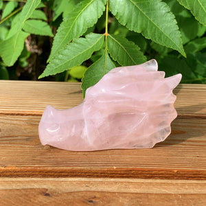 3“ Natural Rose Quartz Dragon Skull,Crystal Skull,Crystal Dragon,Dragon Sculpture,Crystal Heal,Mineral specimen,Crystal Gift,Home Decor