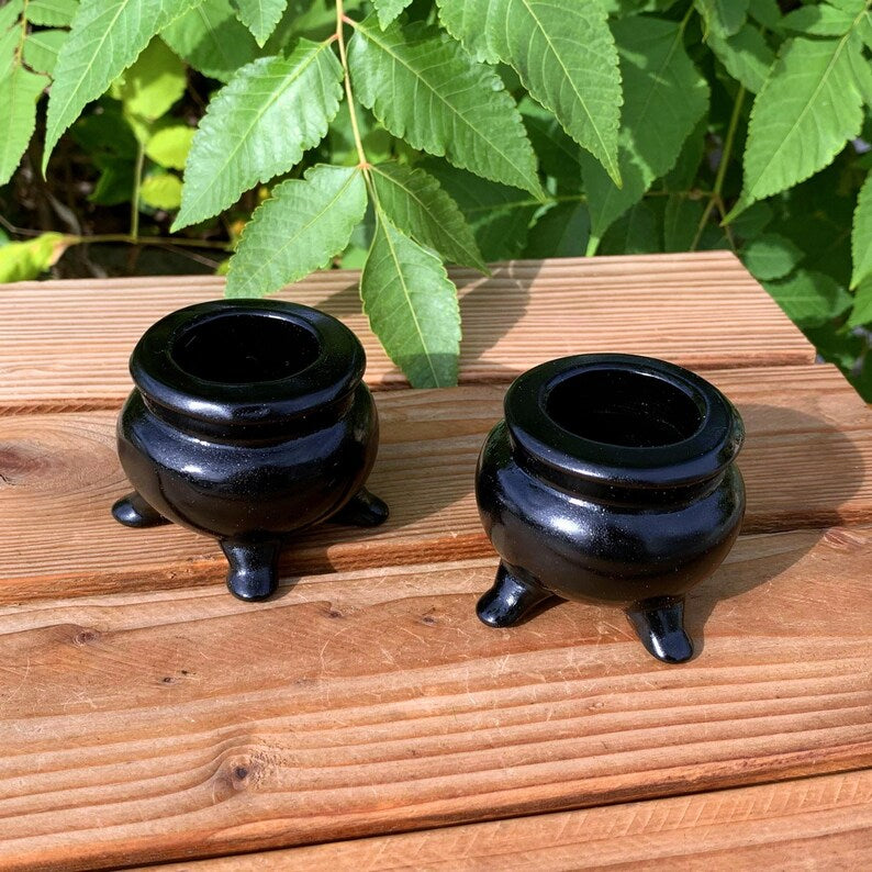 2.2“ Natural Obsidian cauldron,Quartz censer,Crystal Pot,Home Decoration,Mineral Specimen,Reiki Crystal Gifts,Crystal chakra,Reiki Heal 1pc