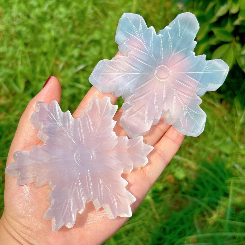 3.7“ Natural Selenite Snowflake,Quartz Crystal Snowflake,Reiki Healing,Home Decoration,Christmas Gift,Crystal Gift,Mineral Specimen