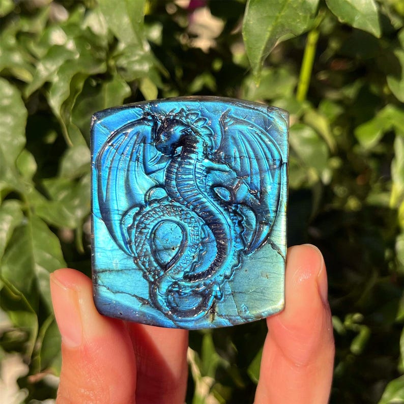 1.8‘’ Natural Labradorite Fly Dragon, Quartz Crystal Dragon, Home Decoration, Reiki Healing, Crystal Chakra, Mineral Specimen, Crystal Gifts