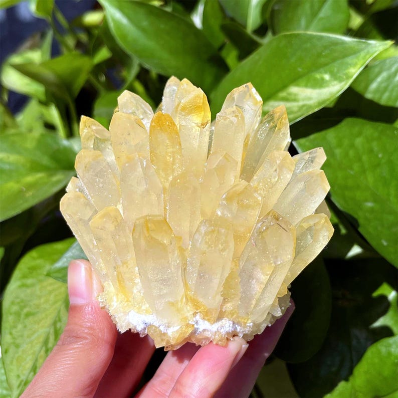 400g+ Yellow Quartz Crystal Cluster,Yellow Quartz Point,Crystal VUG,Home Decoration,Crystal Collection,Mineral Specimens,Reiki Healing Gifts